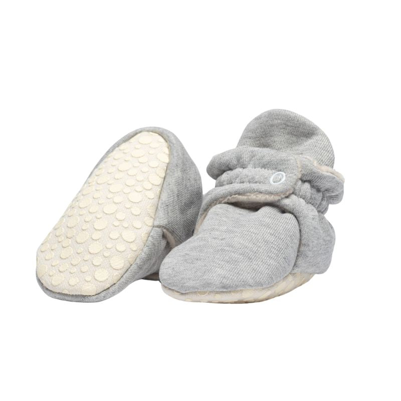 Detalhe baby booties cor silver pavlova com molas de pressão antiderrapantes